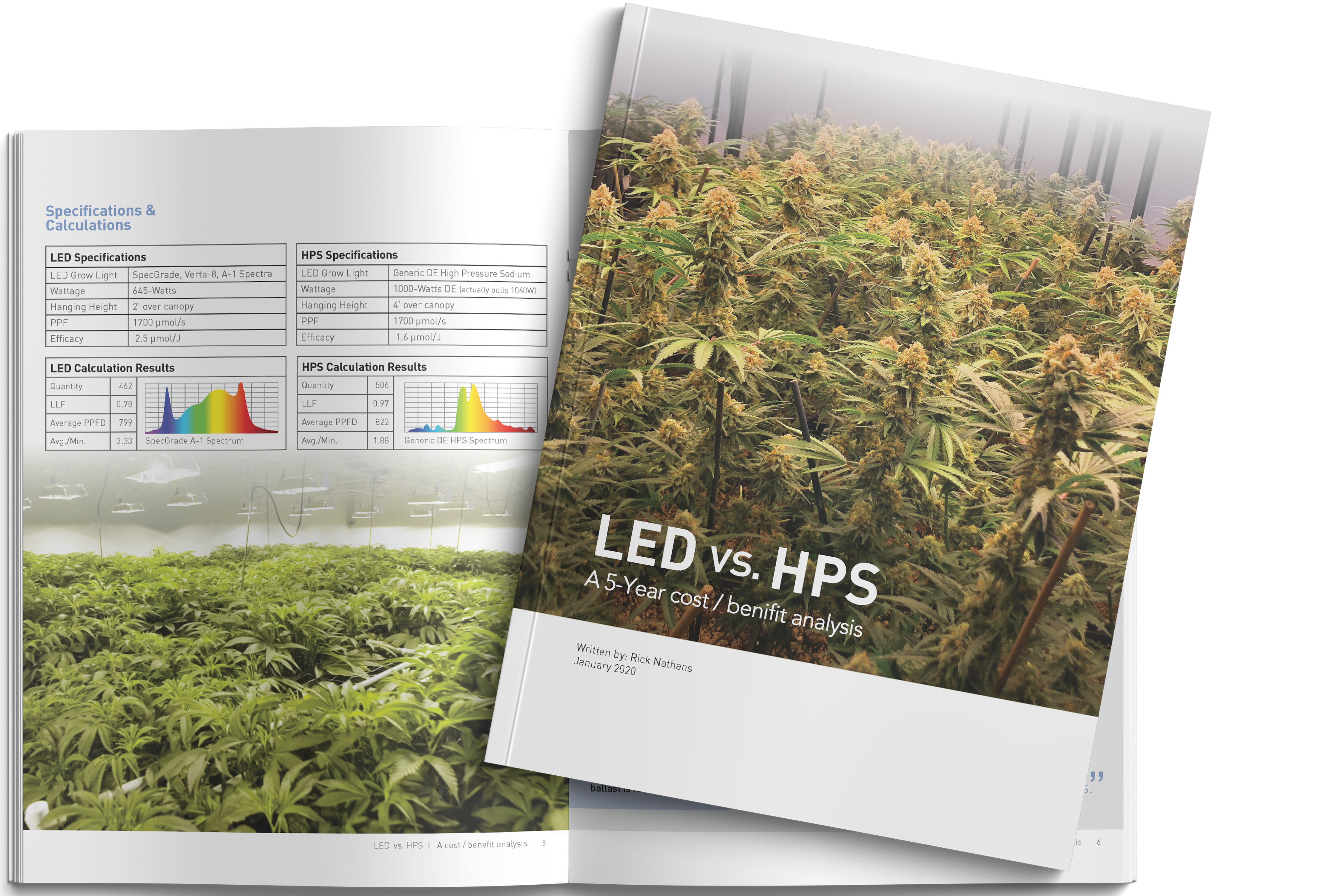 LED vs. HPS: A 5-Year Cost/Benefit Analysis cover and inside pages